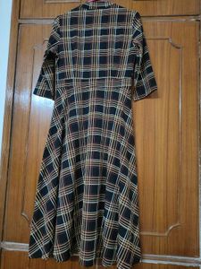 Stylish Buttoned Plaid Midi Dress
