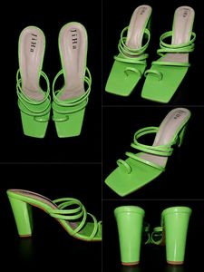 Vibrant Lime Green Strappy Heels