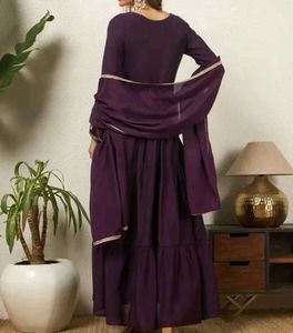 Elegant Purple Tiered Anarkali Gown