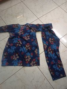 Blue Floral Kurta Set / cord se