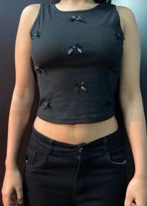 Y2k black ribbed tank top