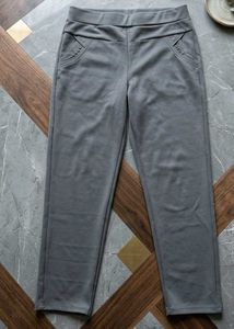 Stylish Grey Pants with Embellished Pockets