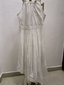Elegant White Crochet Maxi Dress