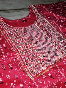 Red Printed Kurta