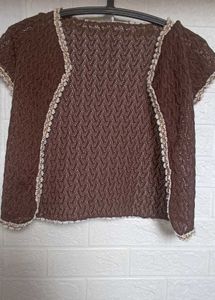 Chic Brown Knitted Cropped Cardigan