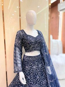 💙Royal Blue Beads Work Cocktail Night Lehga💙