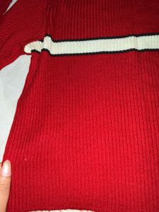 Ribbed Red Striped Sweater