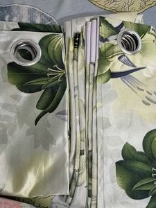 Pack Of 2 Green Floral Print Window Curtains