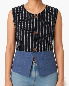 Stylish Striped Sleeveless Kurta
