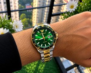 EMPORIO ARMANI – GREEN DIAL TWO-TONE WATCH ⌚💚