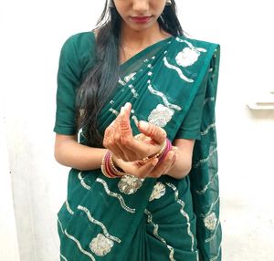 Elegant Emerald Green Saree