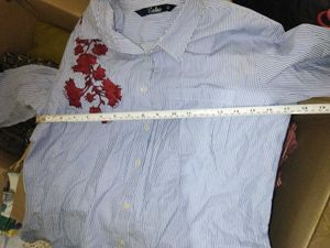 Embroidered Striped Button-Up Shirt