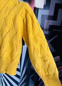 Yellow Knit Pullover Sweater