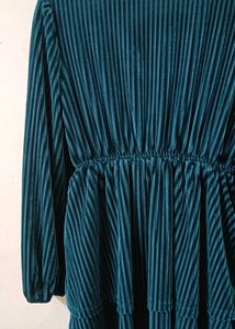 Elegant Teal Velvet Tiered Mini Dress