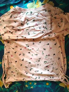 Pink Floral Print Top with Tie