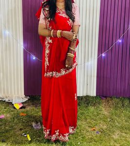 Red pure zardosi work saree