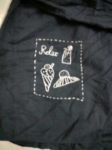 Black Cotton Button-Up Shirt with Embroidery