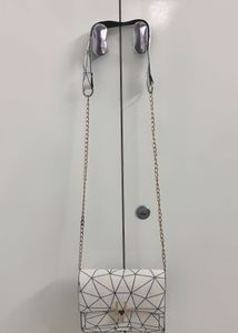 Shein White Geometric Print Chain Bag