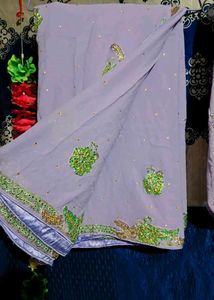 Lavender Saree with Embellishments