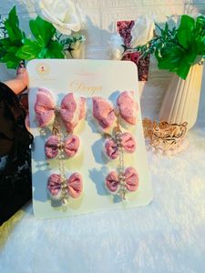 Pretty Pink Bow Hair Clips Set