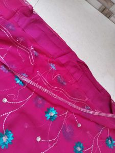 Beautiful Pink Saree with Sequins