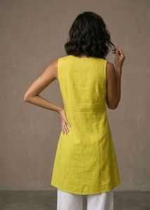 Vibrant Yellow Sleeveless Kurta