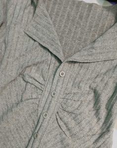 y2k ribbed grey top