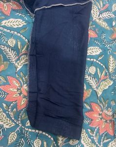 Navy Blue Printed Chanderi kurta
