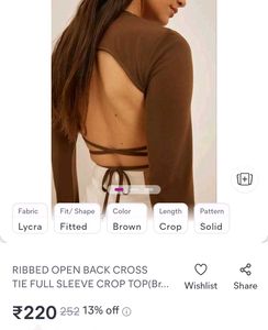 Ribbed Open Back Tie Crop Top