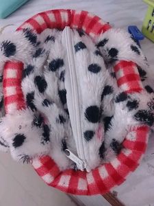 Cute Dalmation Print Plush Handbag,slightly used