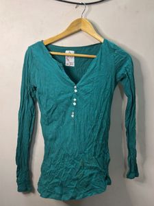 Teal Long Sleeve Henley Top
