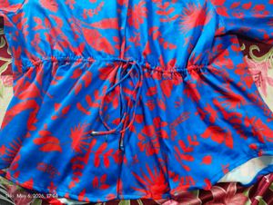 Vibrant Blue Floral Print Top