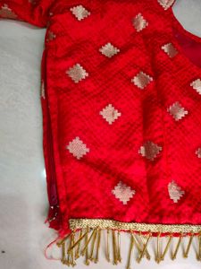 Beautiful Red &amp; Cream Lehanga Choli