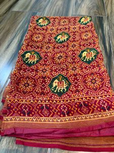 Elegant Red Elephant Print Saree
