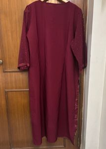 🆕W Maroon Kurta with Stunning Sleeves
