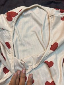 Heart Print V-Neck Top