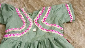 Cute Green &amp; Pink Baby Dress