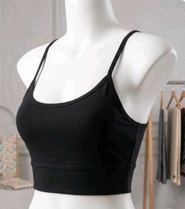 Premium Black Strappy Back Seamless Sports Bra -