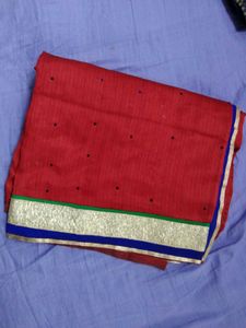 Red Embellished Saree