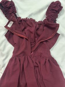 Burgundy Ruffle Mini Dress