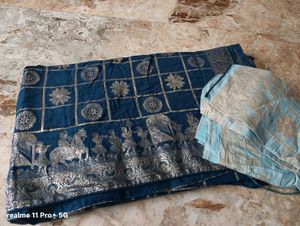 Beautiful Blue Saree with Silver Work