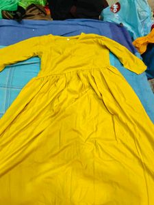 Yellow Kurta With Pink Dupatta