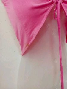 Pink Halter Neck Chain Detail Crop Top