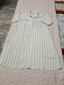 Striped Button-Up Shirt Dress