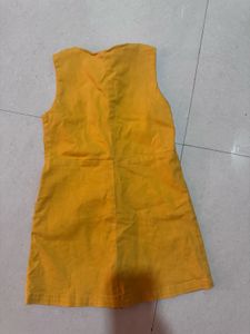 Yellow Embroidered Pinafore Dress