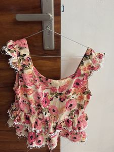 Floral Print Ruffled Blouse