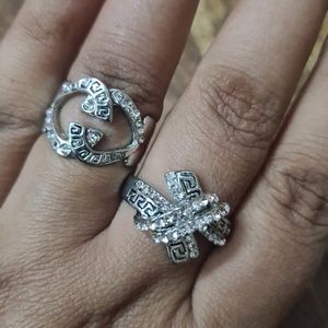 Two silver plated zirconia Rings