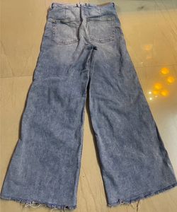 Wide Leg Jeans Blue Washed Colour