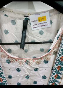 Elegant White &amp; Teal Kurta Set