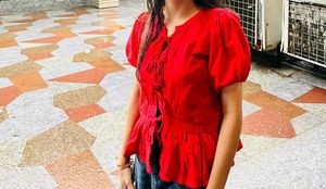 Chic Red Peplum Top